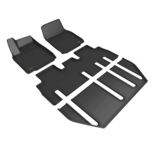 Tesla Model X Floor Mat Set - Front + Rear - 3D MAXpider - Kagu - Black - `22-`24 Tesla Model X Floor Mat Set - Front + Rear - 3D MAXpider - Kagu - Black - `22-`24